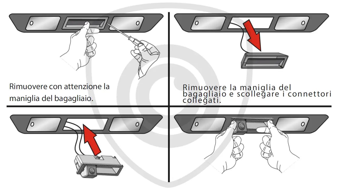 installazione telecamera di parcheggio nella maniglia del bagagliaio